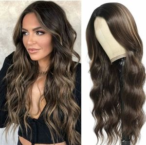 Synthetic Curly Wig  Mixed Brown Flaxen
